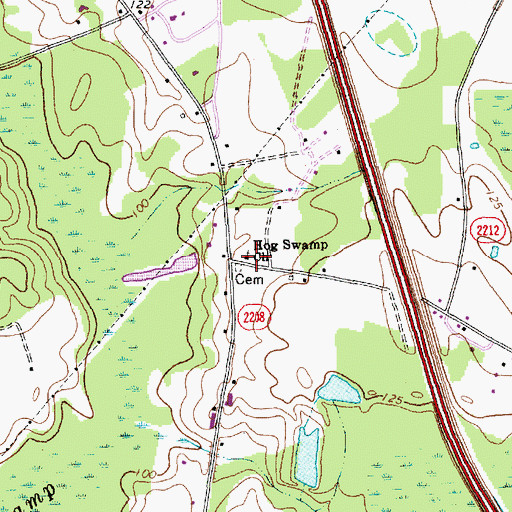 Topographic Map of Hog Swamp Church, NC
