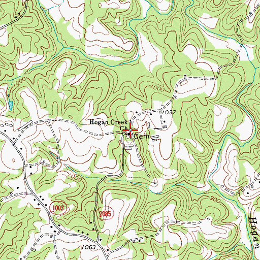 Topographic Map of Hogan Creek Primitive Baptist Church, NC