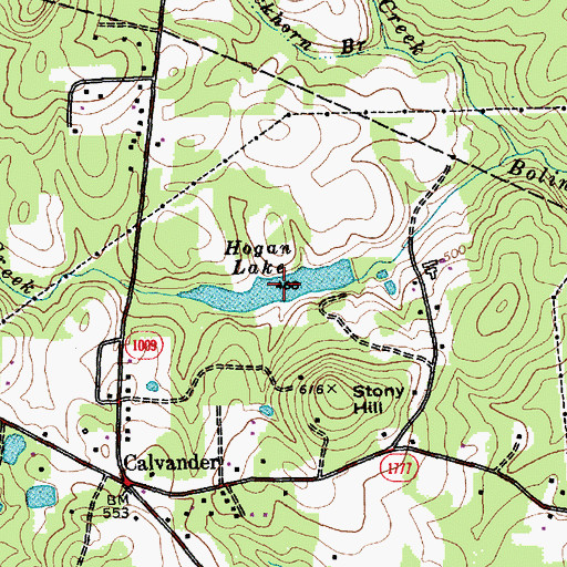 Topographic Map of Hogan Lake, NC