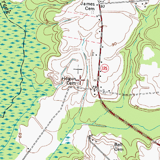Topographic Map of Hogun Cemetery, NC