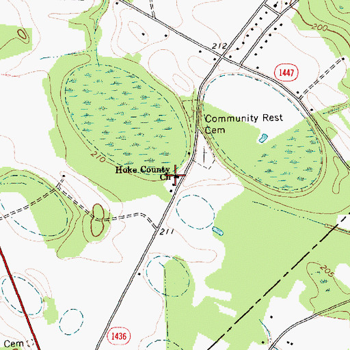 Topographic Map of Hoke County Church, NC