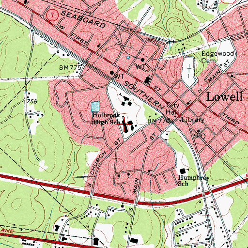 Topographic Map of Holbrook High School, NC