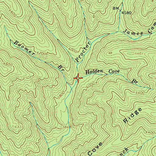 Topographic Map of Holden Cove Branch, NC