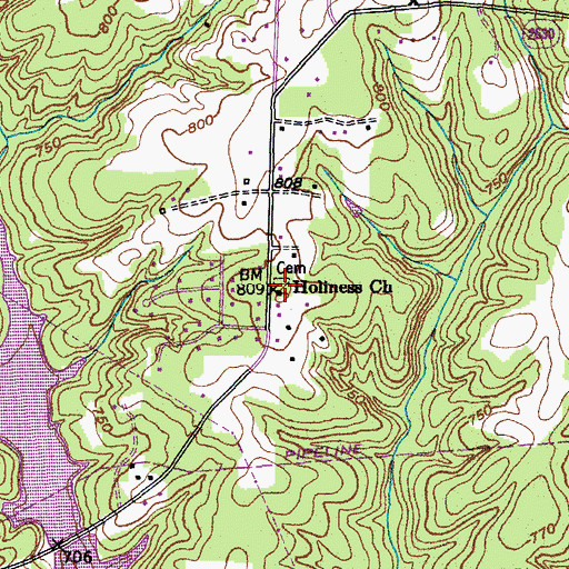 Topographic Map of Holiness Church, NC