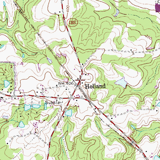 Topographic Map of Holland, NC
