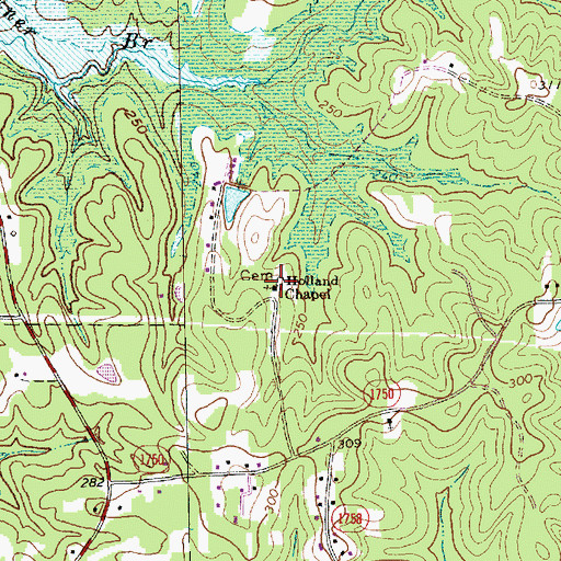 Topographic Map of Holland Chapel, NC