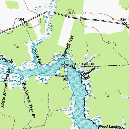 Topographic Map of Holland Point, NC