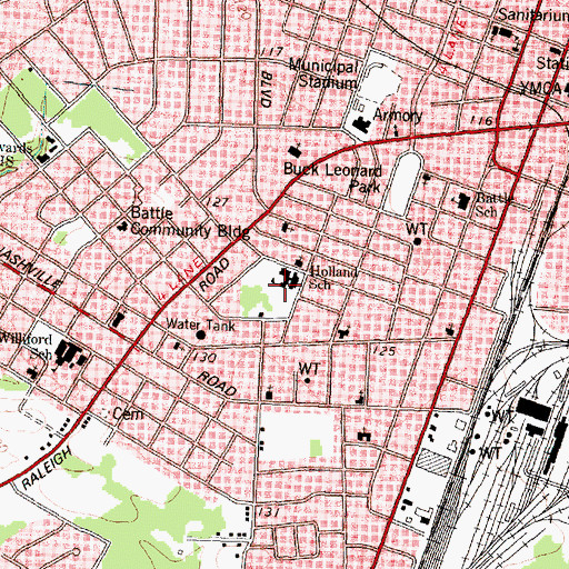 Topographic Map of Holland School, NC