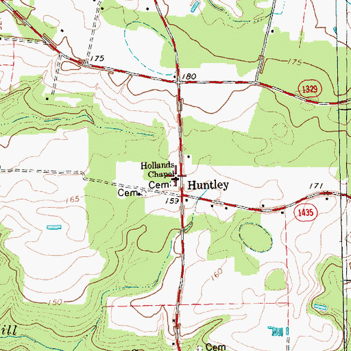 Topographic Map of Hollands Chapel, NC