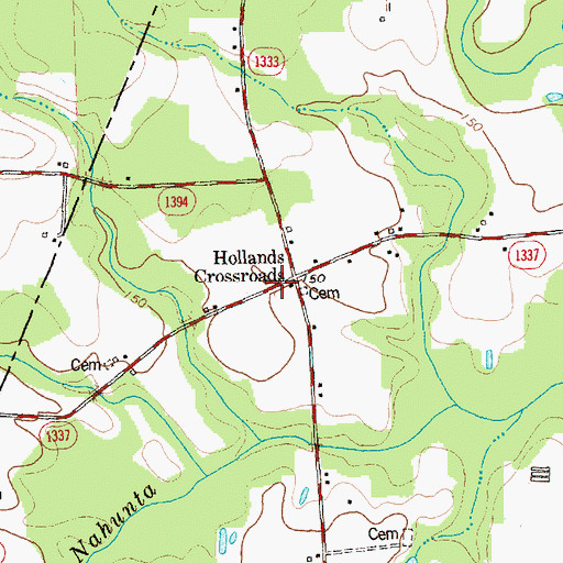 Topographic Map of Hollands Crossroads, NC