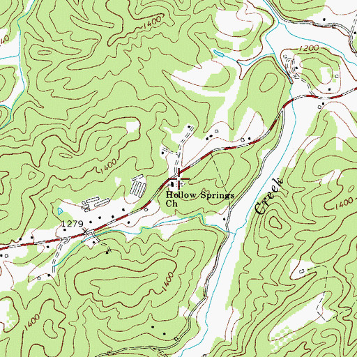Topographic Map of Hollow Springs Church, NC