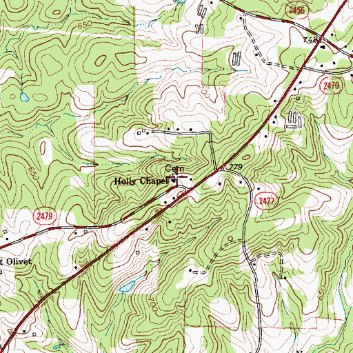 Topographic Map of Holly Chapel, NC