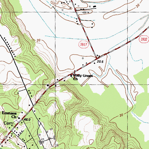 Topographic Map of Holly Green Church, NC