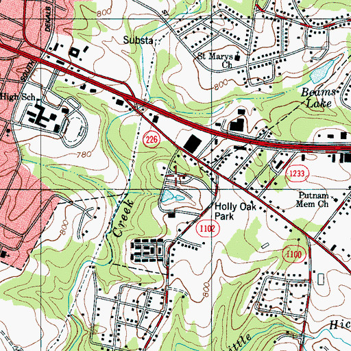 Topographic Map of Holly Oak Park, NC