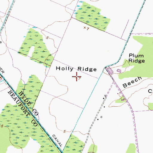 Topographic Map of Holly Ridge, NC