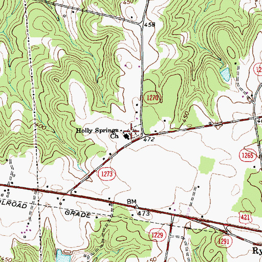 Topographic Map of Holly Springs Church, NC