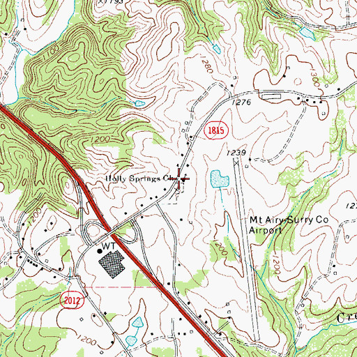 Topographic Map of Holly Springs Baptist Church, NC