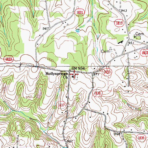 Topographic Map of Hollysprings Church, NC