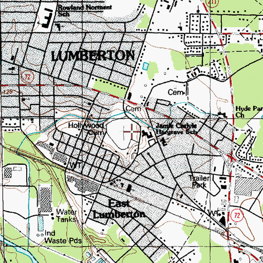 Topographic Map of Hollywood Cemetery, NC