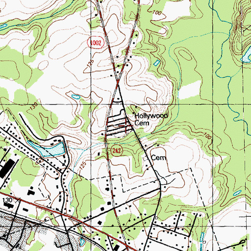 Topographic Map of Hollywood Cemetery, NC