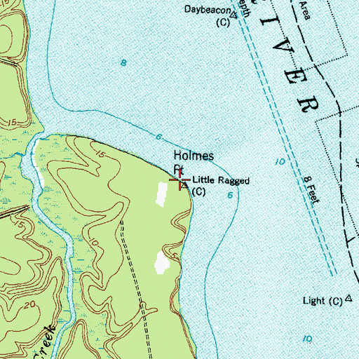 Topographic Map of Holmes Point, NC