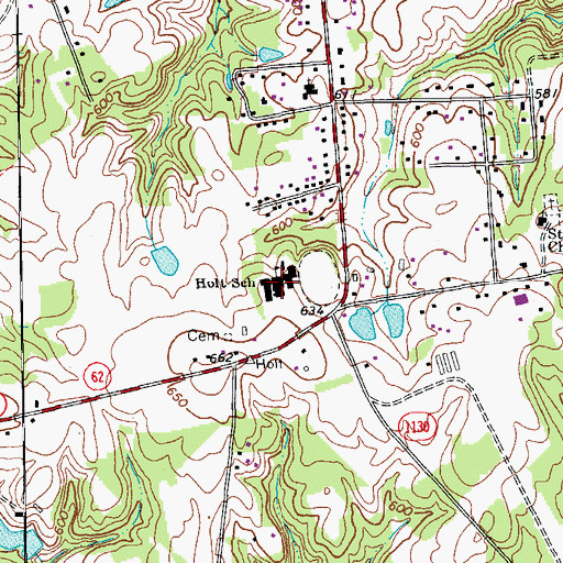 Topographic Map of Holt School, NC