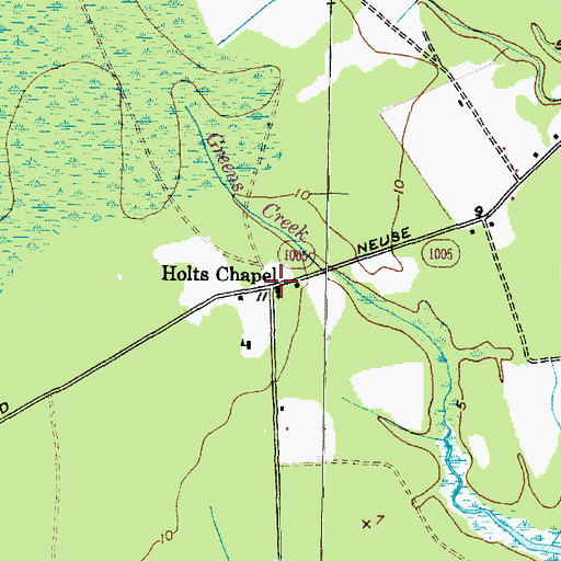 Topographic Map of Holts Chapel, NC