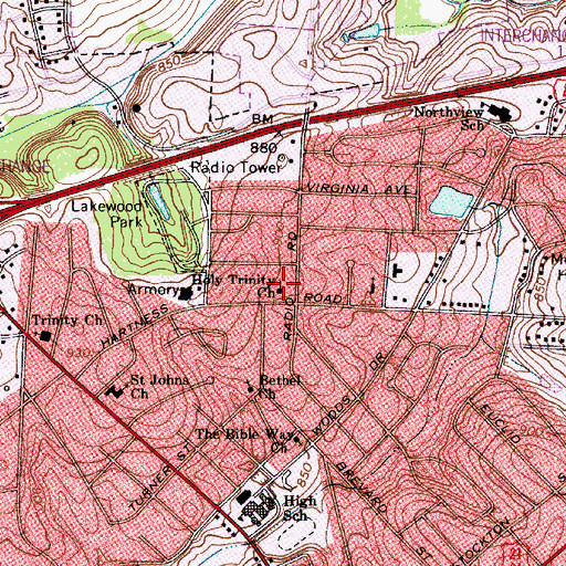 Topographic Map of Holy Trinity Church, NC