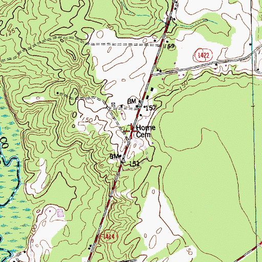 Topographic Map of Home Cemetery, NC