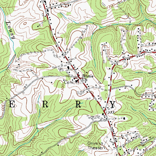 Topographic Map of Home Church, NC