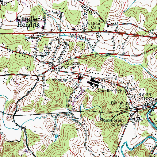 Topographic Map of Hominy Church, NC