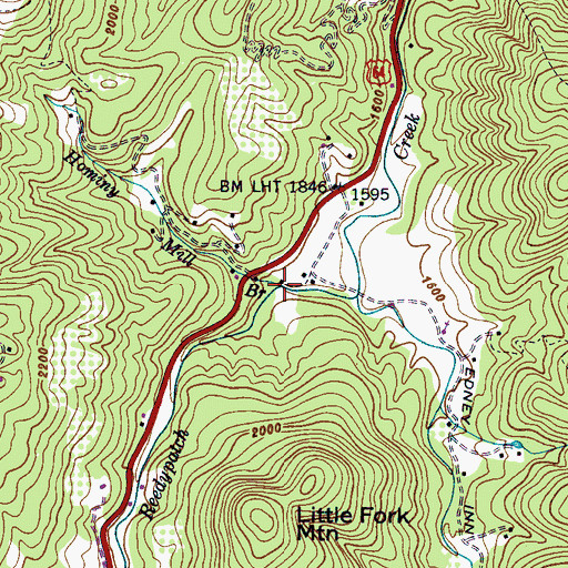 Topographic Map of Hominy Mill Branch, NC