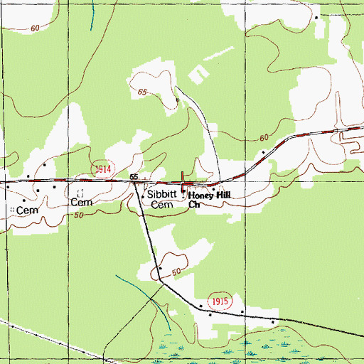 Topographic Map of Honey Hill Church, NC