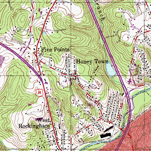 Topographic Map of Honey Town, NC