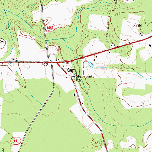 Topographic Map of Honeycutt Church, NC
