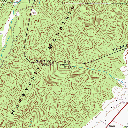 Topographic Map of Honeycutt Tunnel, NC