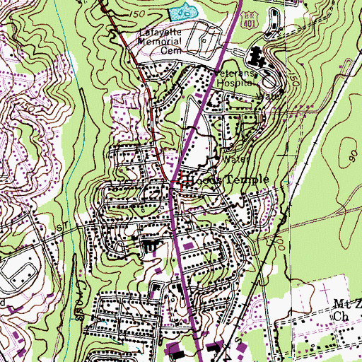 Topographic Map of Hoods Temple, NC