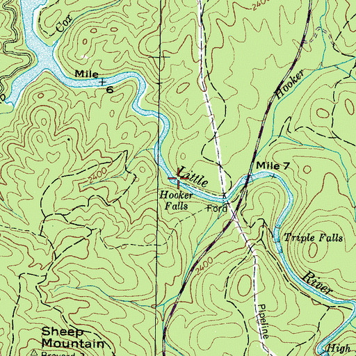 Topographic Map of Hooker Falls, NC