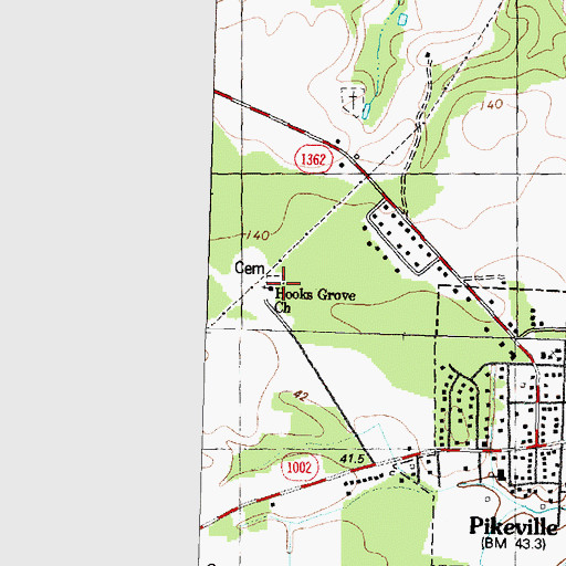 Topographic Map of Hooks Grove Church, NC