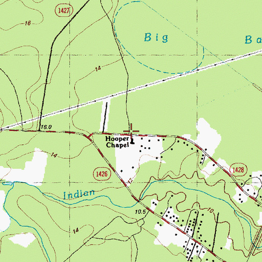 Topographic Map of Hooper Chapel, NC