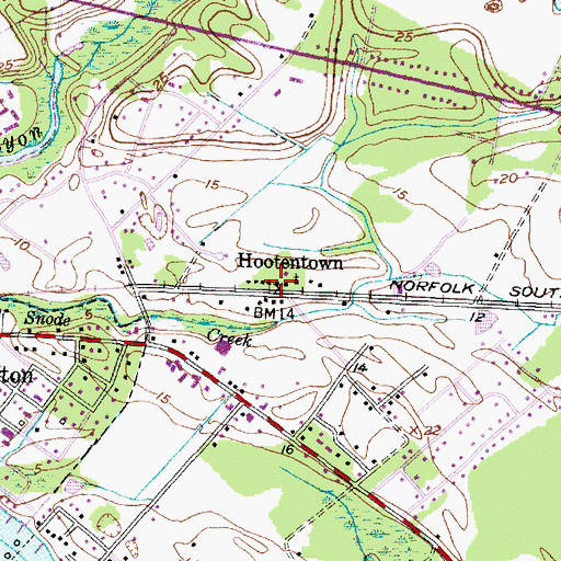 Topographic Map of Hootentown, NC