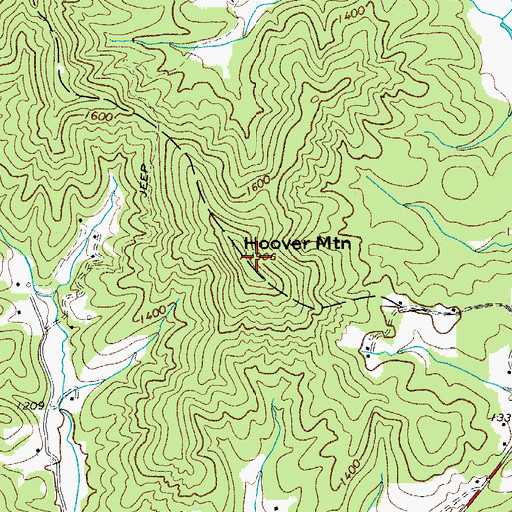 Topographic Map of Hoover Mountain, NC