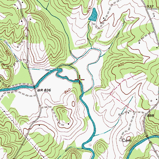 Topographic Map of Hop Creek, NC