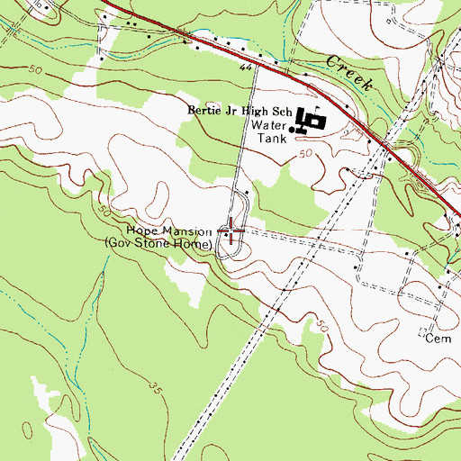 Topographic Map of Hope Mansion, NC