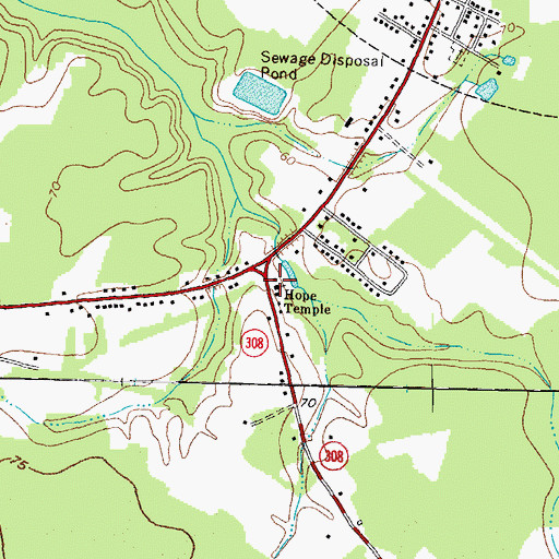 Topographic Map of Hope Temple, NC