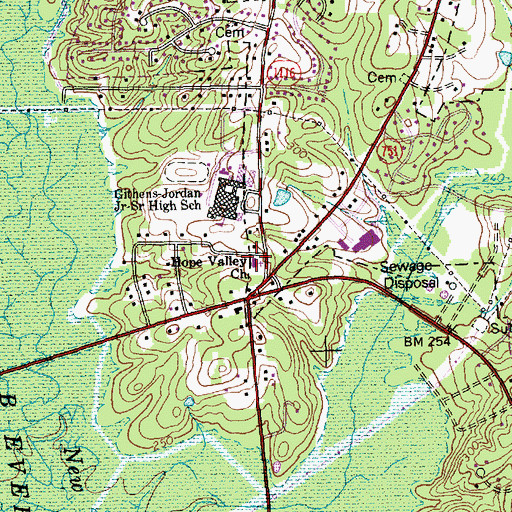 Topographic Map of Hope Valley Church, NC