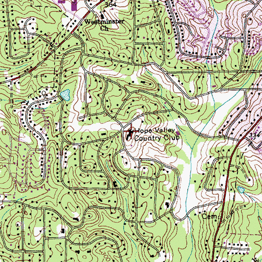 Topographic Map of Hope Valley Country Club, NC