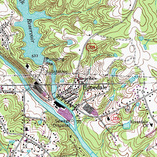 Topographic Map of Hopedale Church, NC