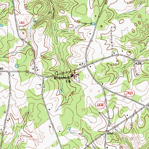 Topographic Map of Hopewell Church, NC