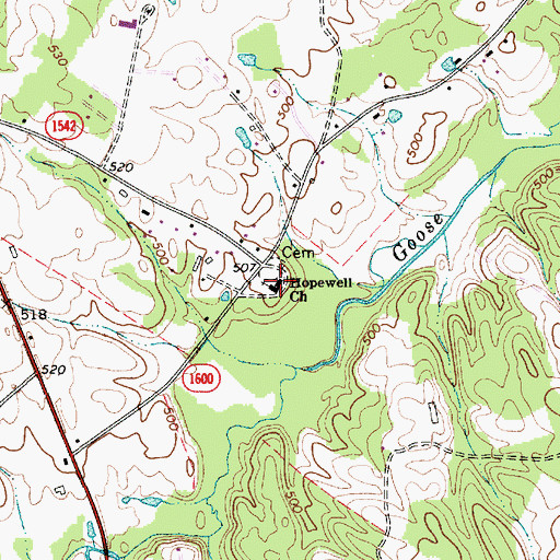 Topographic Map of Hopewell Church, NC